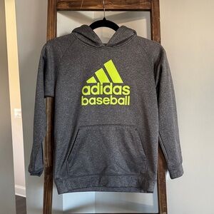 Adidas Charcoal Hoodie with Bright Yellow Logo